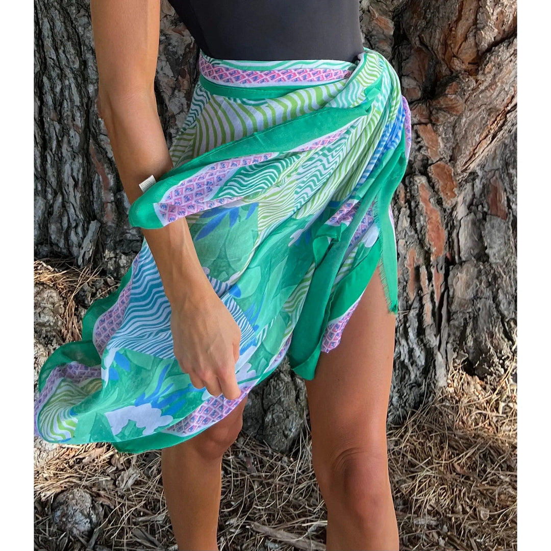 Scarves Australia Beach Sarongs Green Multi Print Scarf - Beach Sarong - NEW☀️