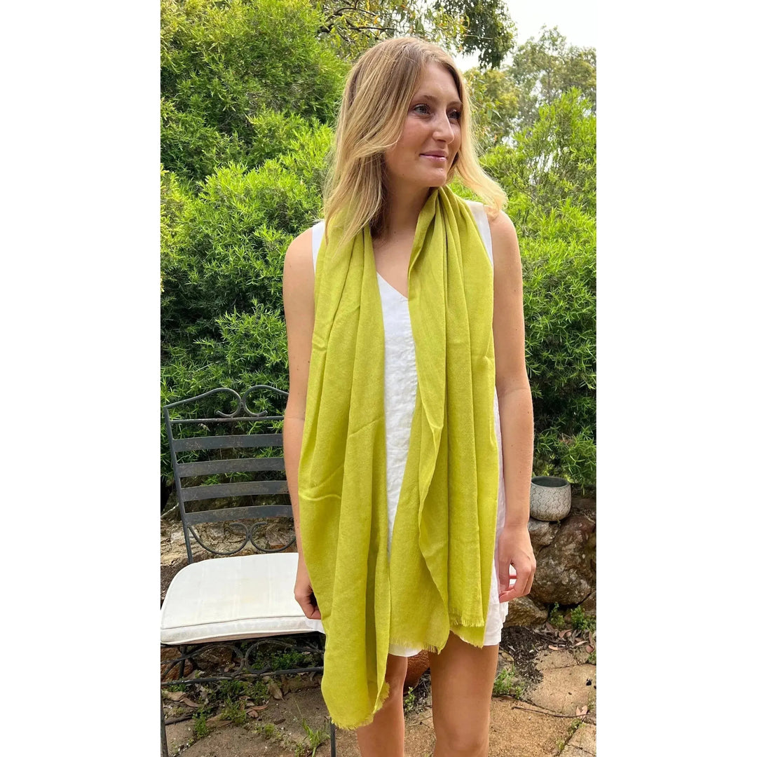 Scarves Australia Evening Shawls ✨ Luxury Shawl - Silk Cashmere - Key Lime
