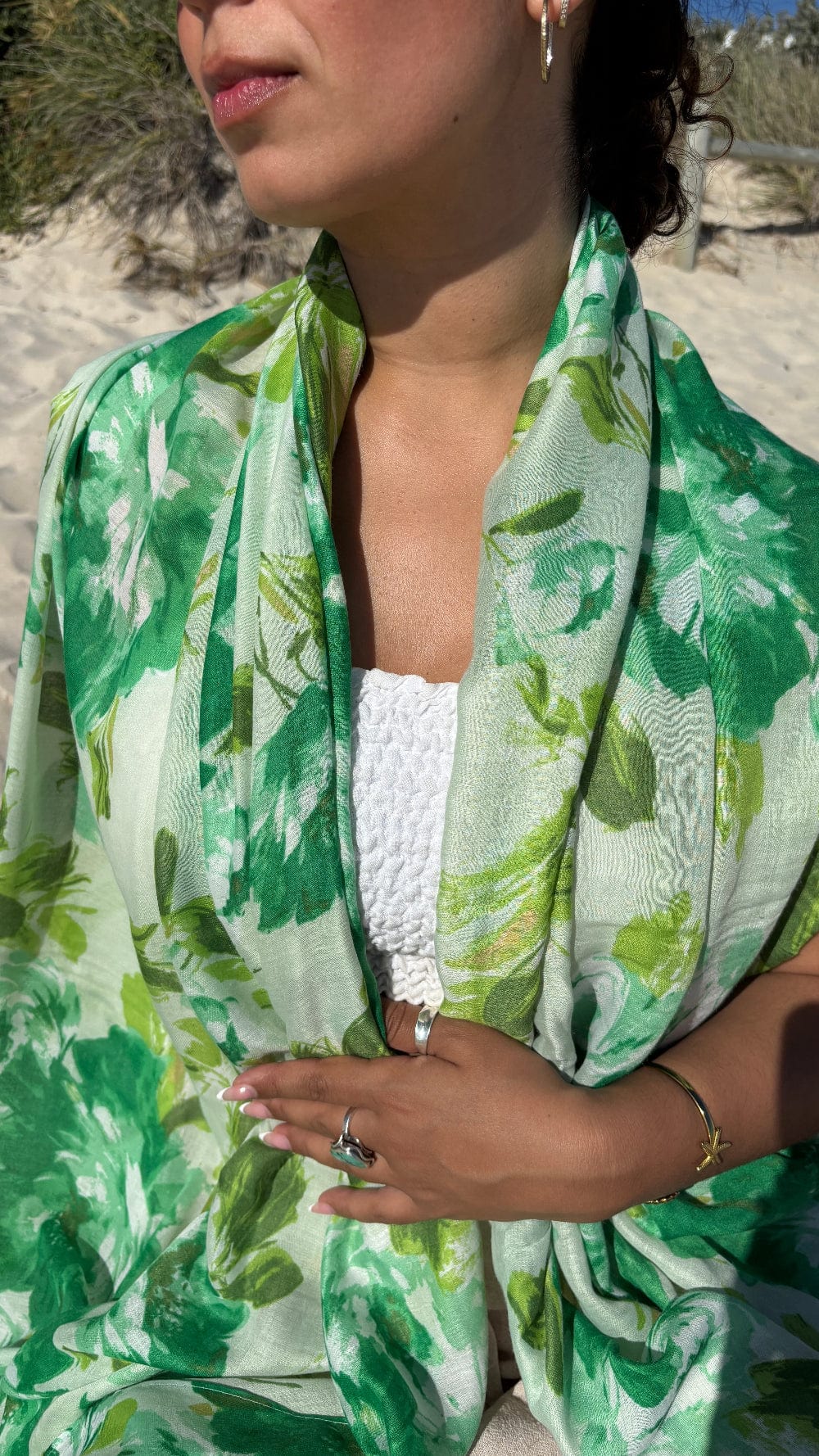 Scarves Australia Fashion Scarf Green Scarf - Floral Leaves