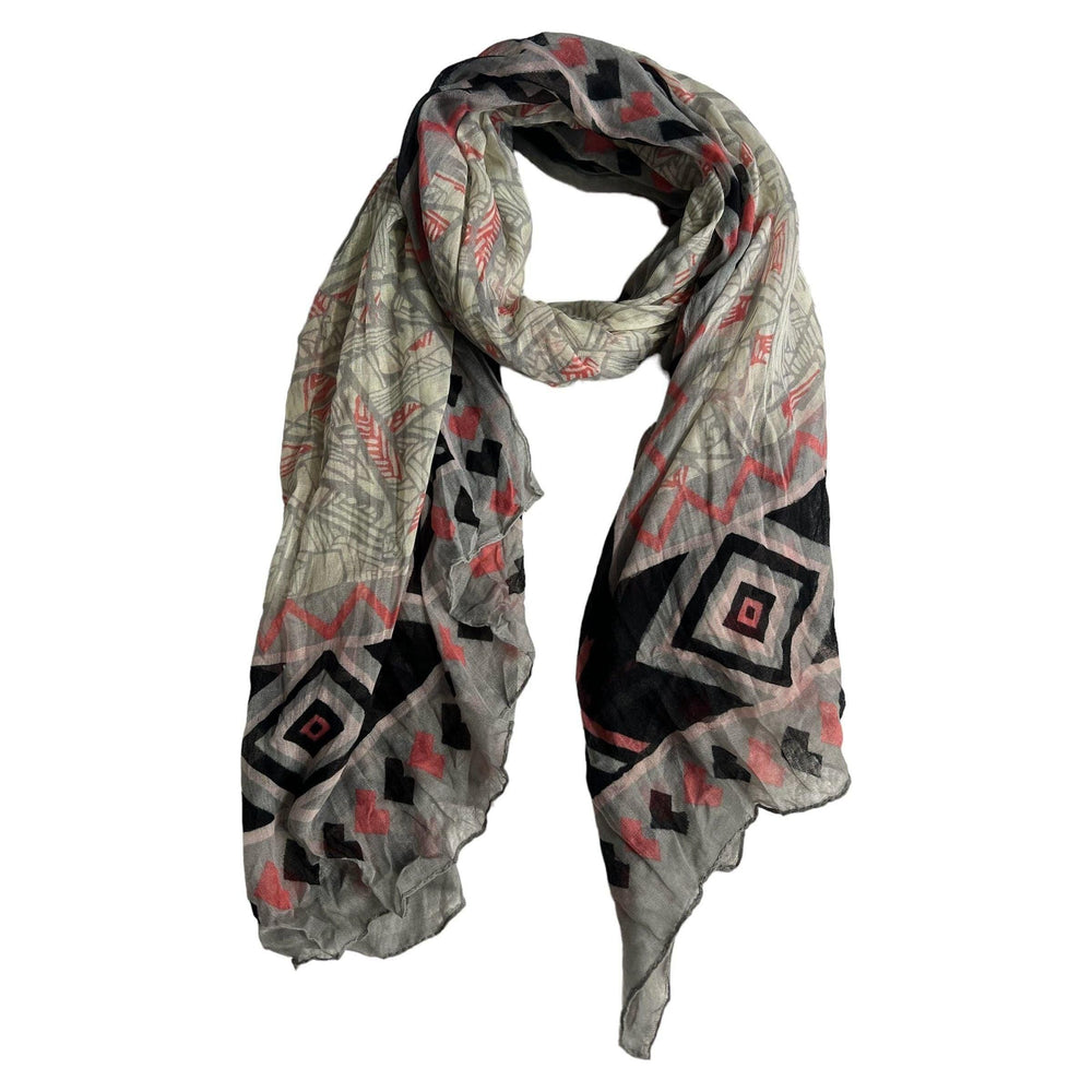 Scarves Australia Fashion Scarf Multicoloured Scarf - Grey Black Pink Geo Print
