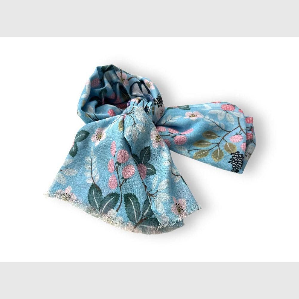 Scarves Australia Floral Scarf - Light Blue Birds and Berries