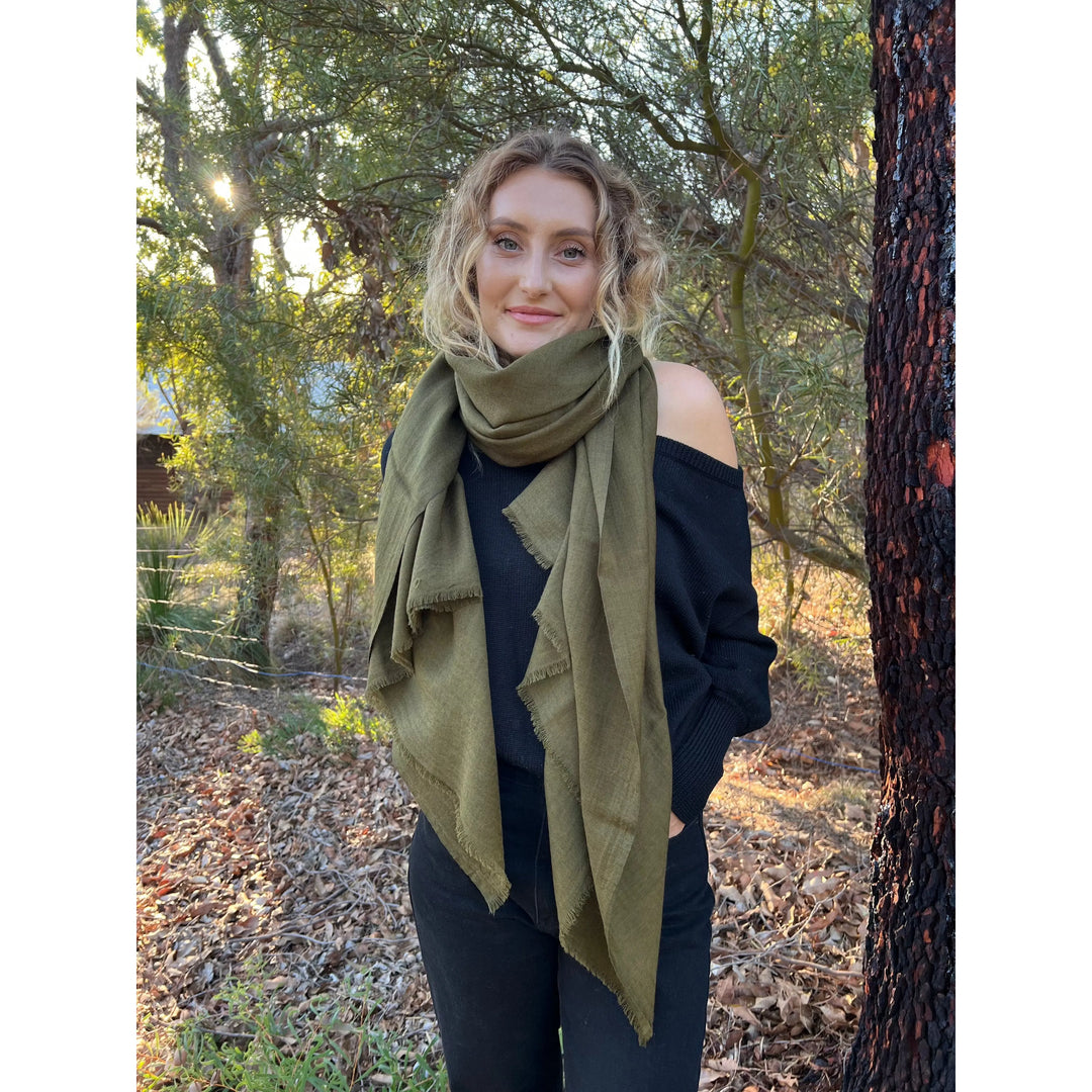 Scarves Australia Luxury Scarf Luxury Cashmere Shawl - Military Olive Green
