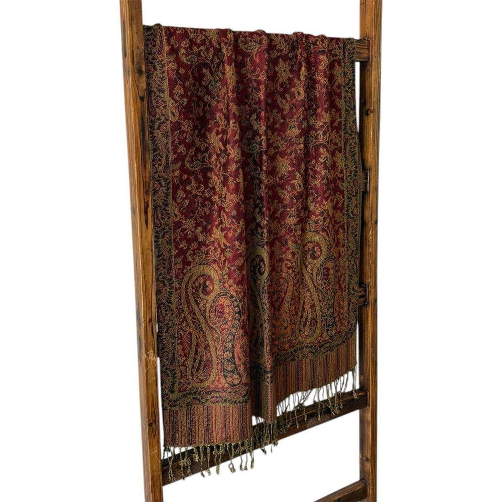 Scarves Australia Luxury Scarves Pashmina Paisley - Deep Red Warm Ochre