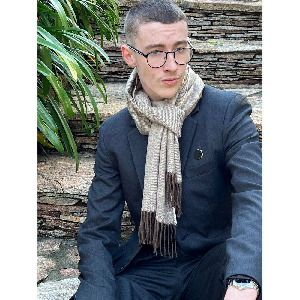 Scarves Australia Mens Scarves Brown Beige - Mens Scarf - Cashmere Wool - Unisex Scarf