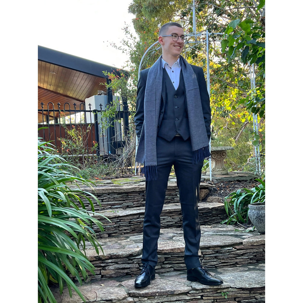 Scarves Australia Mens Scarves Mens Scarf - Cashmere Wool- Unisex Scarf - Blue Indigo