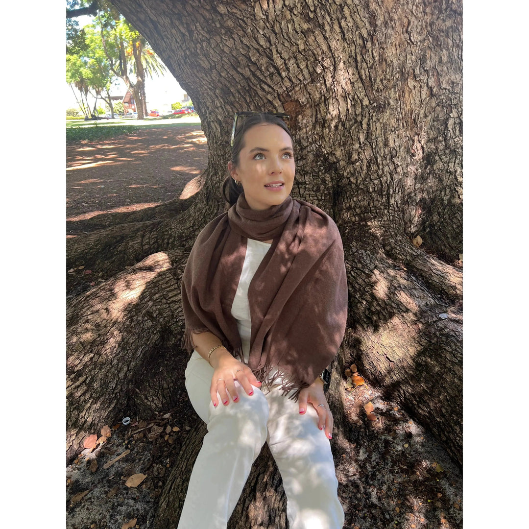 Scarves Australia Scarves & Shawls Brown Pashmina Shawl Brown Cocoa - Warm Winter Scarf