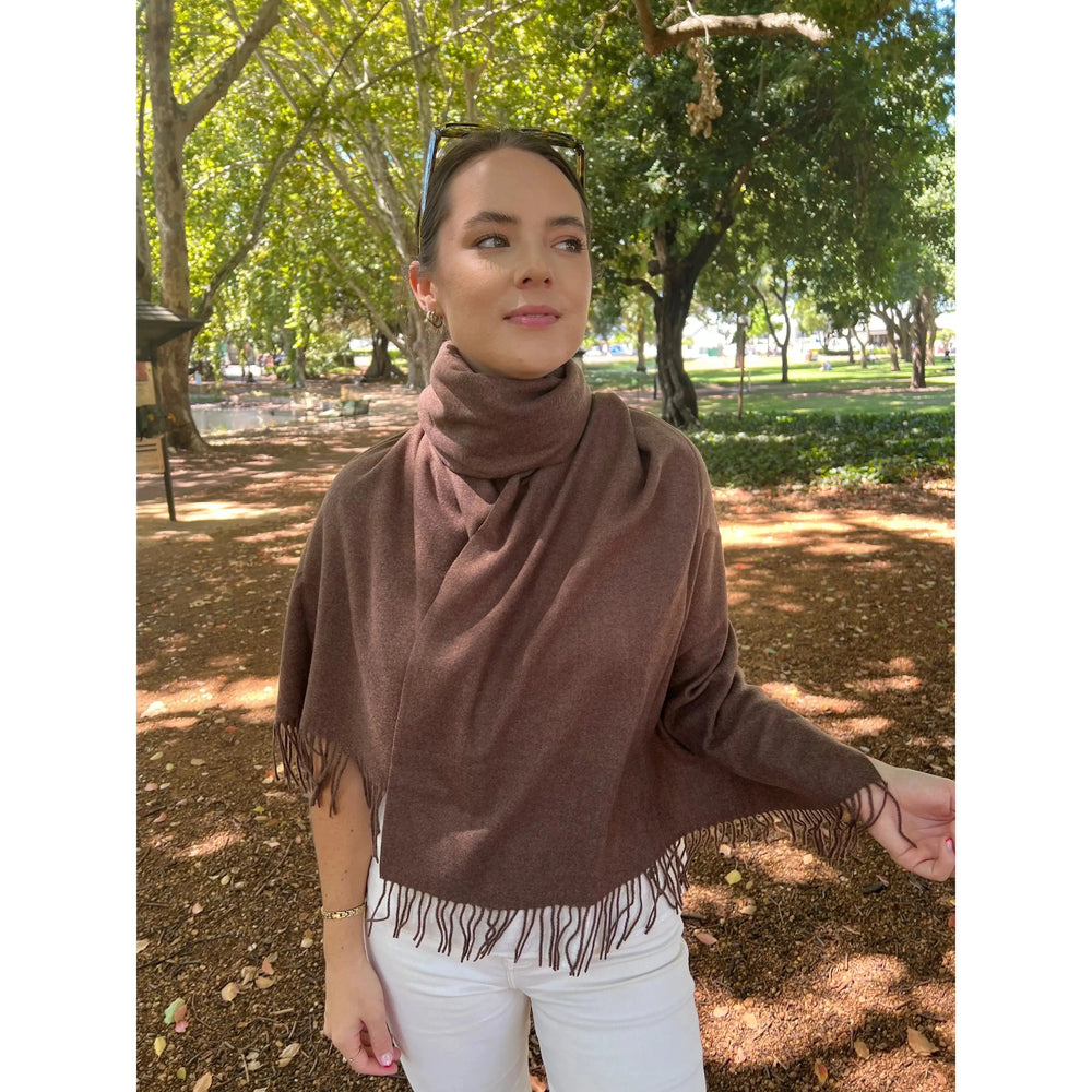 Scarves Australia Scarves & Shawls Brown Pashmina Shawl Brown Cocoa - Warm Winter Scarf
