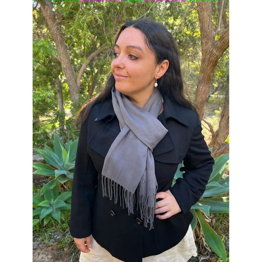 Scarves Australia Scarves & Shawls 💥Pashmina Shawl - Mid Grey - Lightweight
