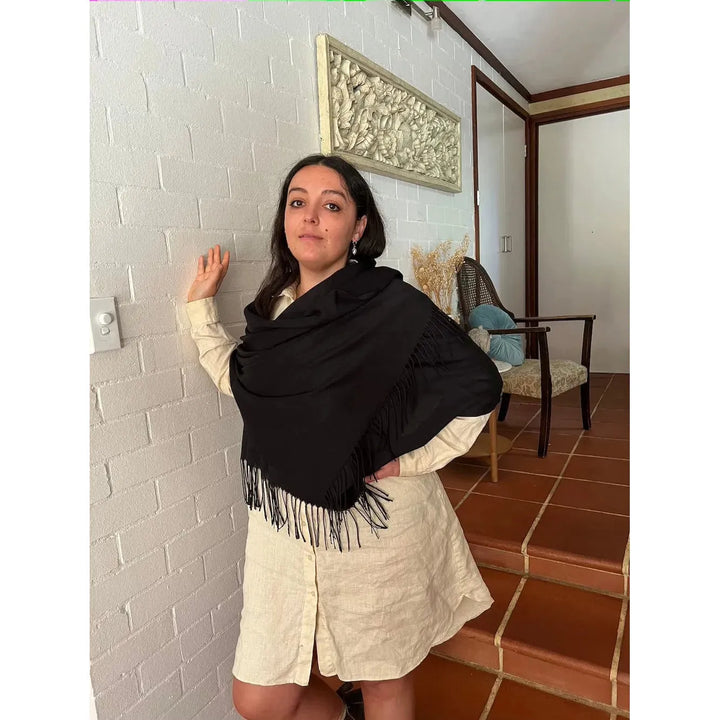 Scarves Australia Scarves & Shawls 💥Pashmina Shawl -Plain  Black Lightweight