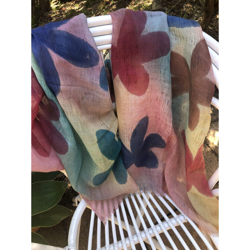 Scarves Australia Apparel & Accessories Floral Scarf Multicoloured -  Linen Cotton
