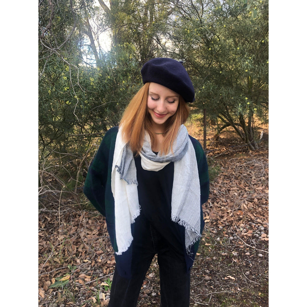 Scarves Australia Cotton Scarf Grey Stripe Panelled - Unisex