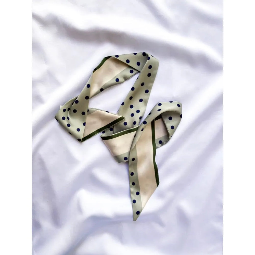 Scarves Australia Fashion Scarf Skinny Scarf - Dot Scarf - Neck Scarf - Bone Olive Stripe