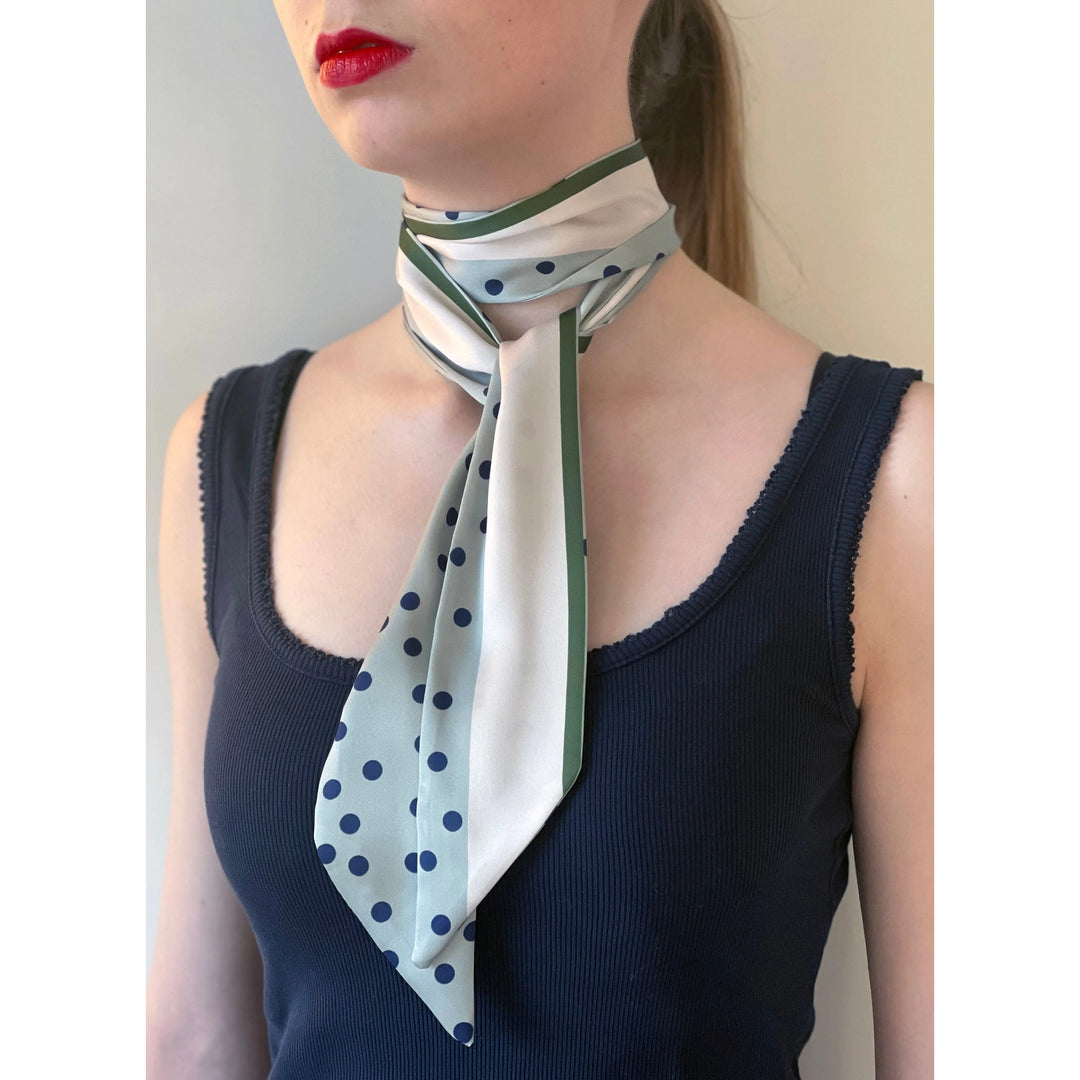 Scarves Australia Fashion Scarf Skinny Scarf - Dot Scarf - Neck Scarf - Bone Olive Stripe