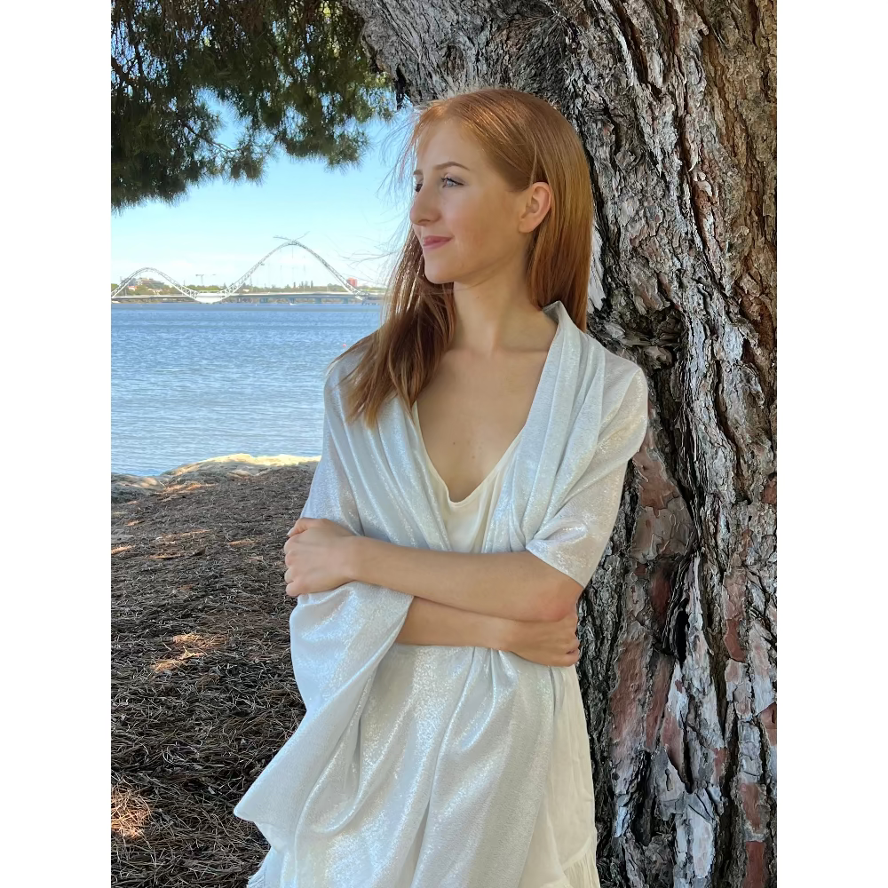 Scarves Australia Luxury Scarves π₯ Metallic Scarf - Glamour Scarf - White Silver