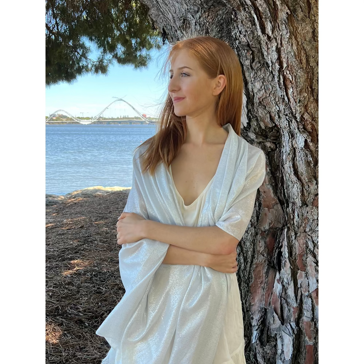 Scarves Australia Luxury Scarves π₯ Metallic Scarf - Glamour Scarf - White Silver