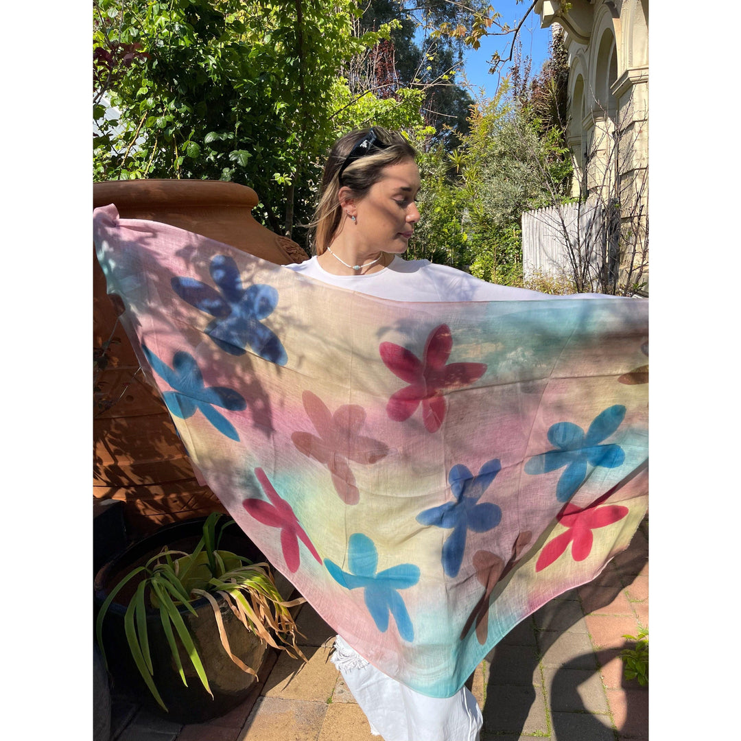 Scarves Australia Scarves & Shawls 🎉 Cotton Linen Scarf - Floral Scarf Multicoloured