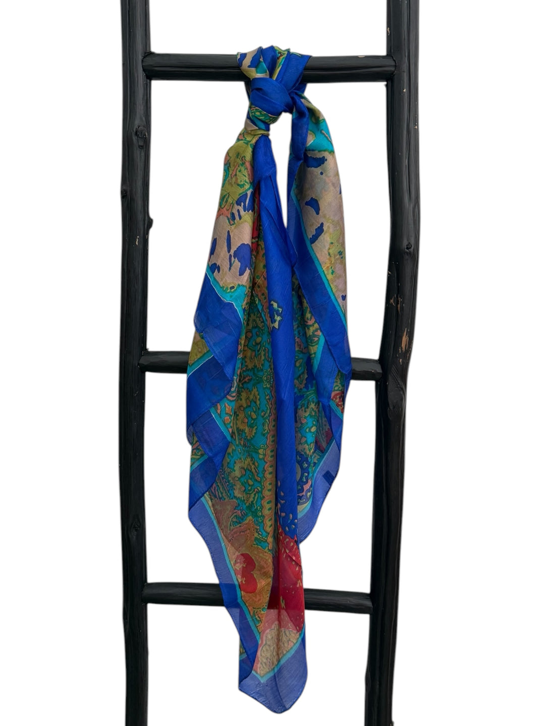 Cobalt Mosaic – Pure Silk Square Scarf