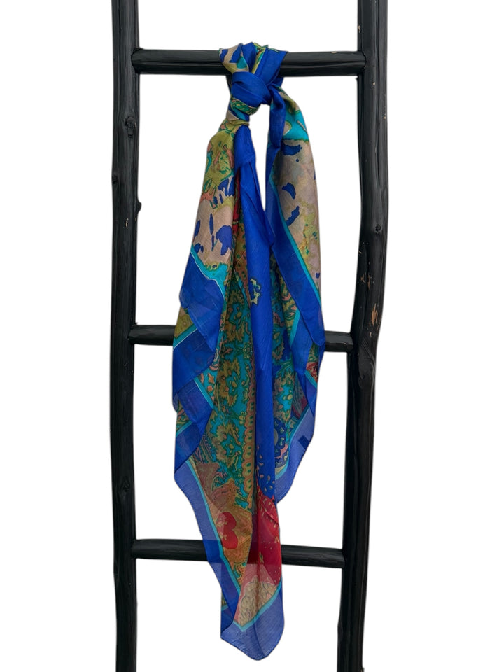 Cobalt Mosaic – Pure Silk Square Scarf