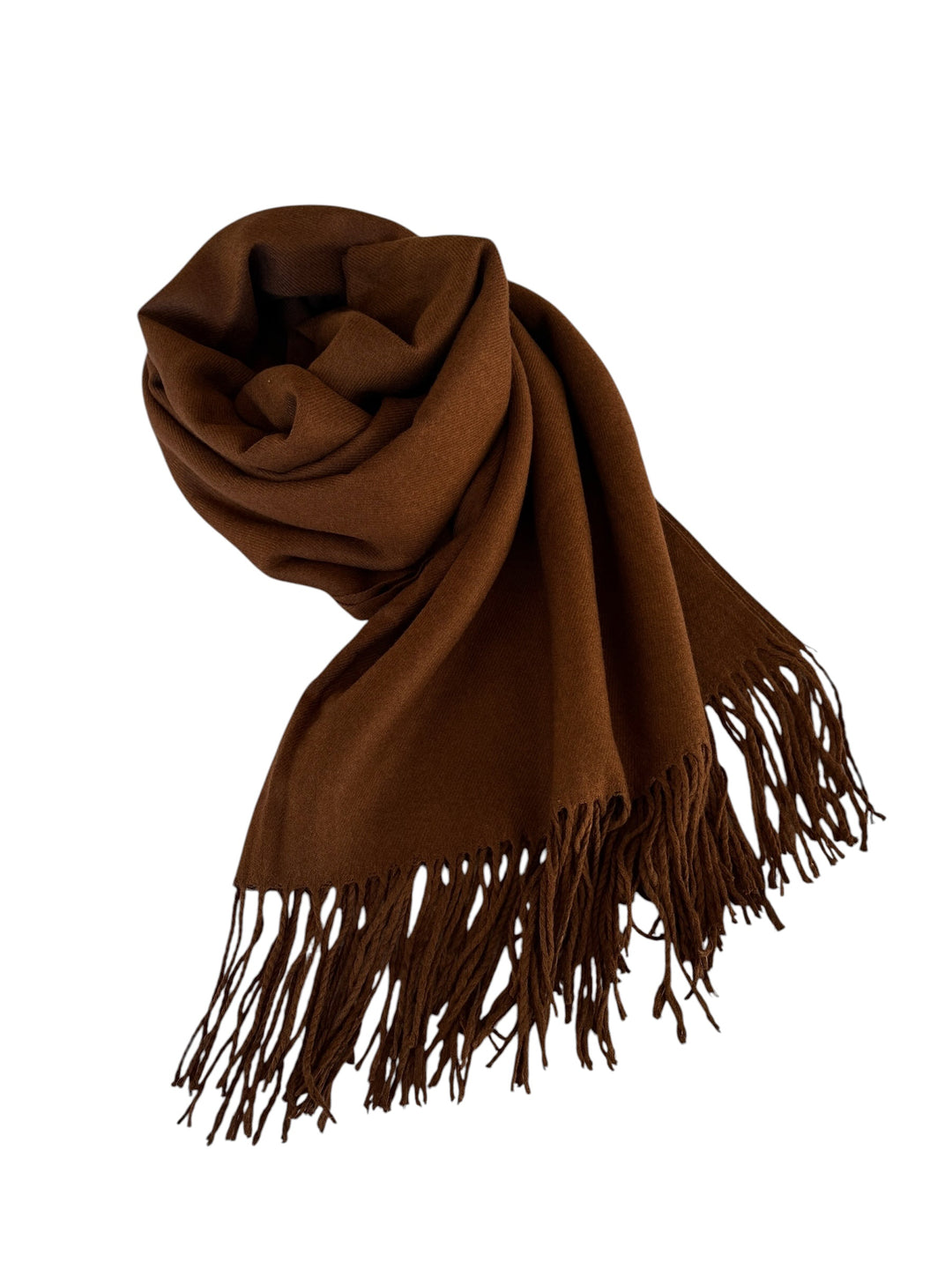 Chocolate Brown Shawl Fringed edges