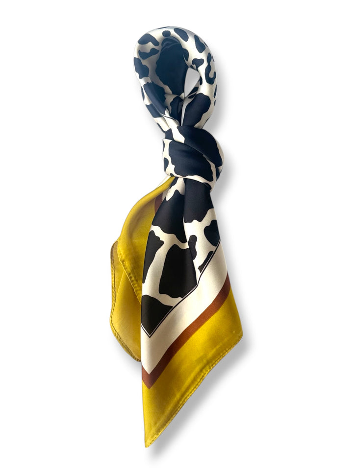 Square Satin Neck Scarf – Golden Leopard | Chic Silk Feel Neck Tie