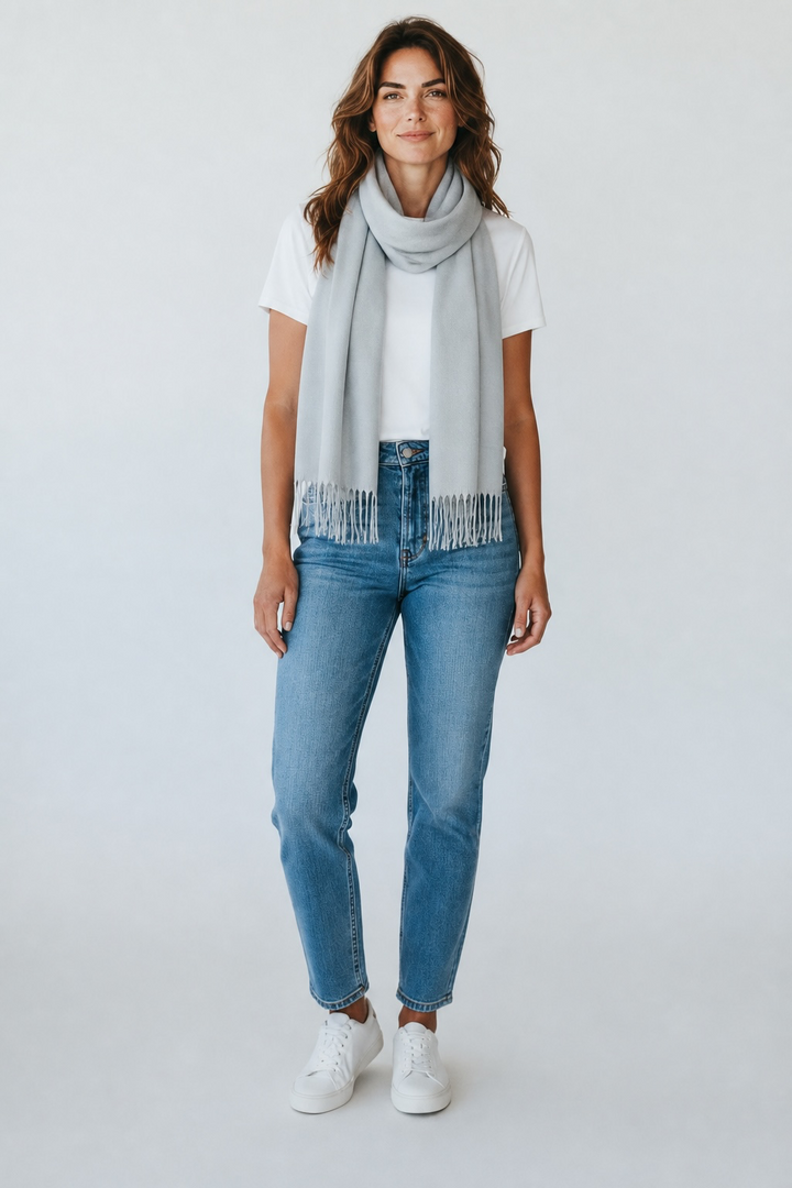 Light Grey Soft Shawl Wrap - Silver Grey