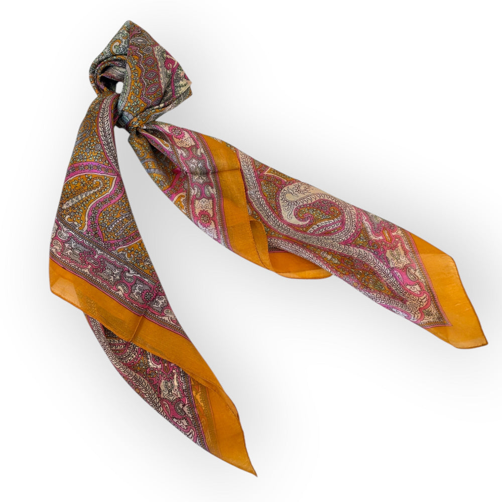 Warm Yellow Silk Square Paisley