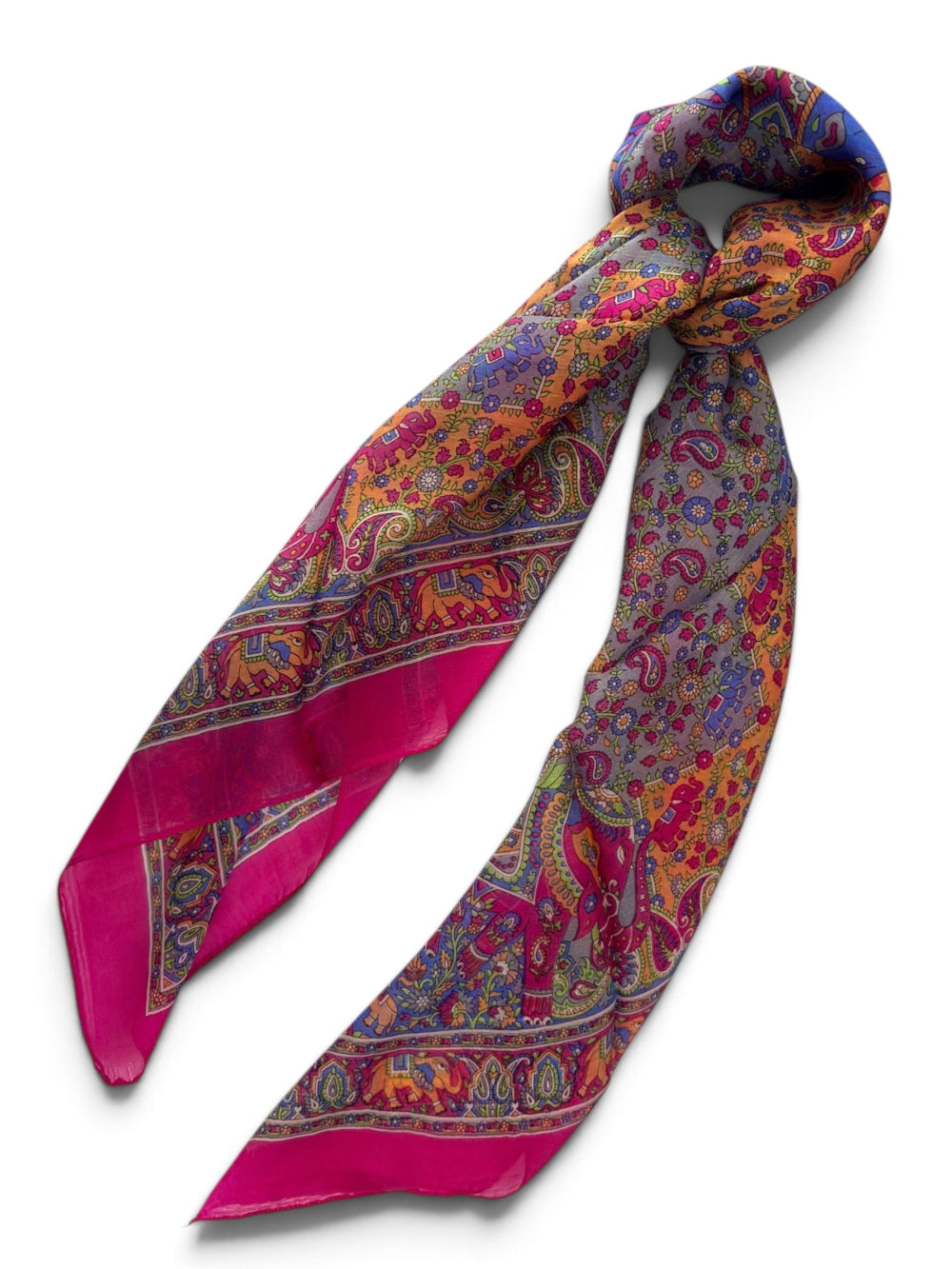Silk Scarf Knot tie Pink Orange