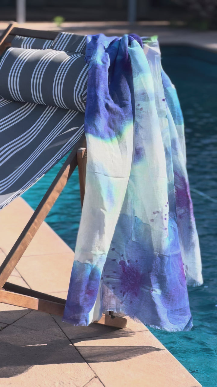 💙  Cotton Linen Scarf Blue Ocean