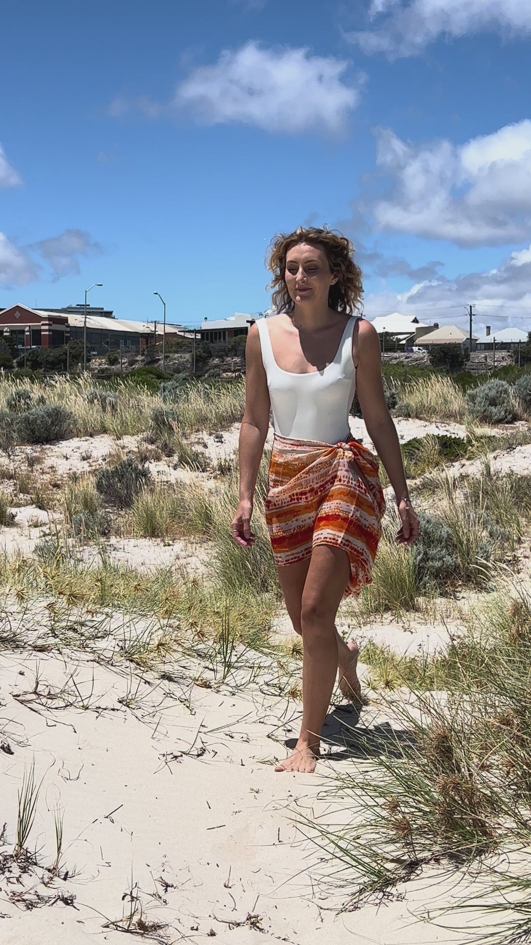 Scarf - Vibrant Orange Mottled Stripe