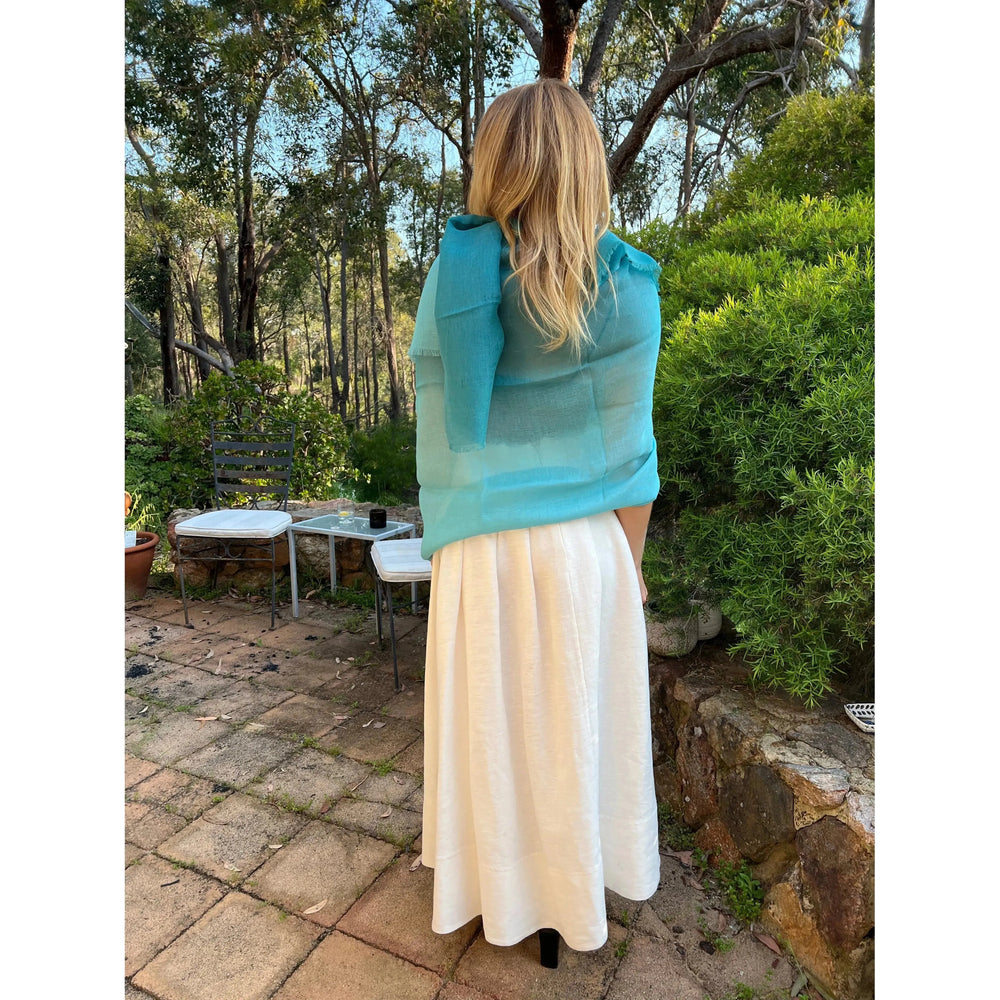 Scarves Australia Apparel & Accessories Cotton Linen Scarf - Teal Green Ombre - Linen Cotton