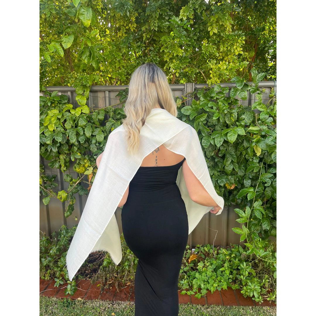 Scarves Australia Apparel & Accessories Off White Luxury Stole - Pure Cashmere Premium Grade