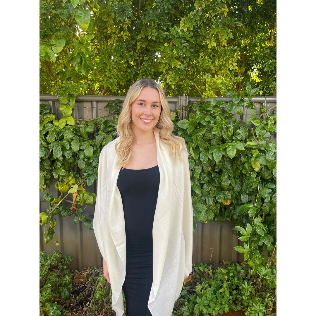 Scarves Australia Apparel & Accessories Off White Luxury Stole - Pure Cashmere Premium Grade