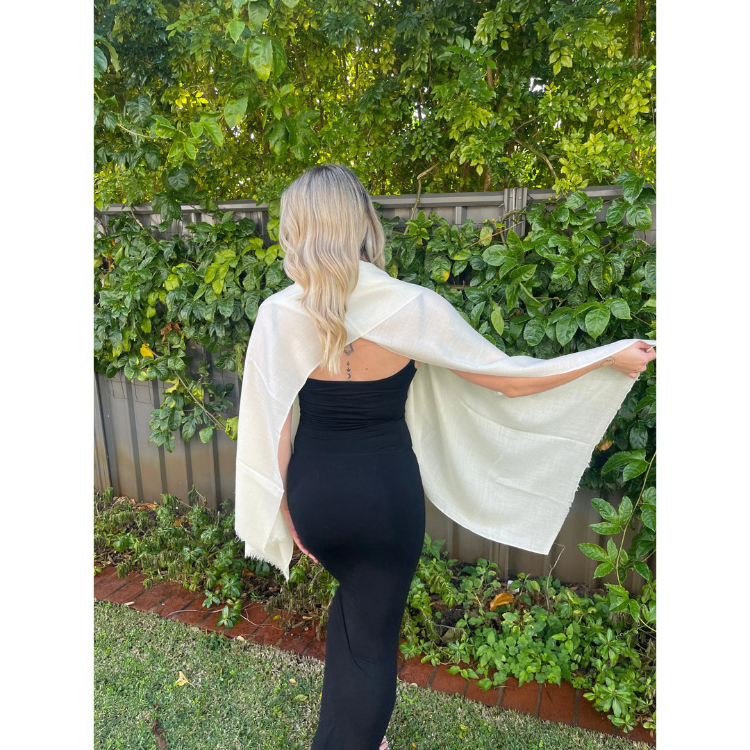 Scarves Australia Apparel & Accessories Off White Luxury Stole - Pure Cashmere Premium Grade