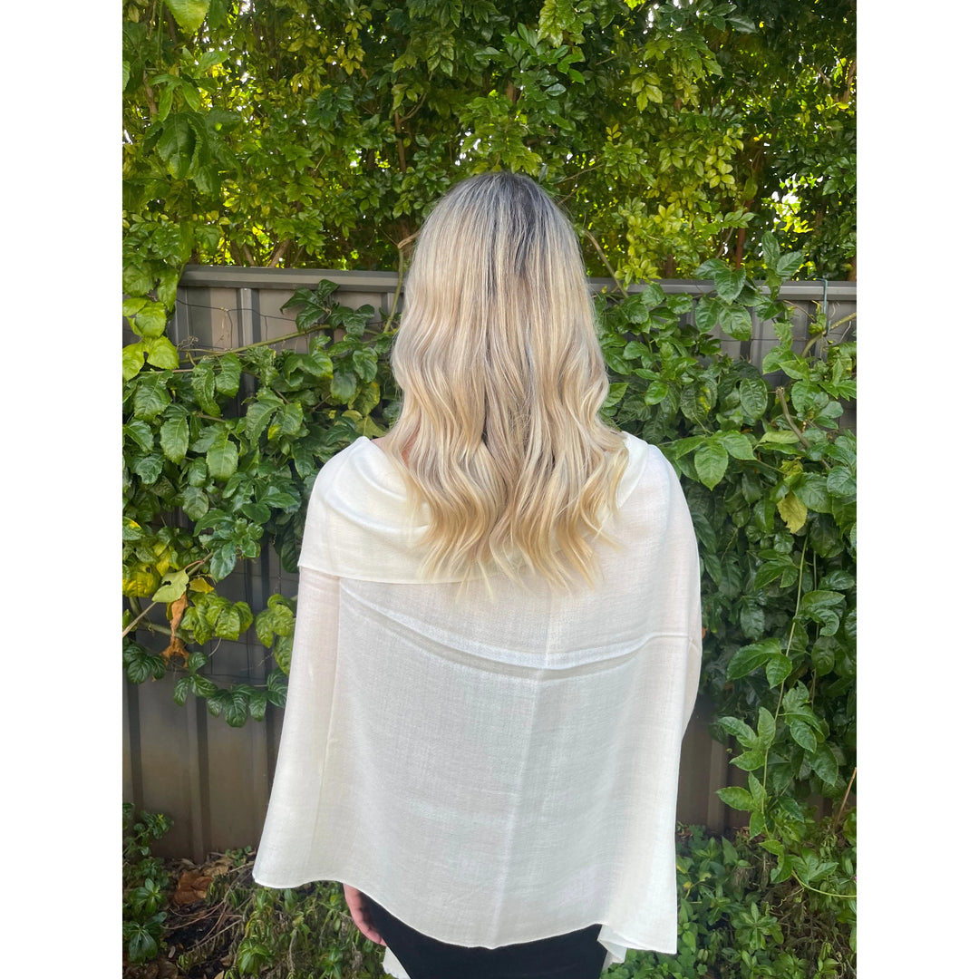 Scarves Australia Apparel & Accessories Off White Luxury Stole - Pure Cashmere Premium Grade