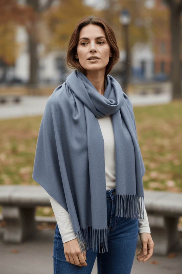 Scarves Australia Apparel & Accessories Pashmina Shawl - Soft Grey Blue Luxury Wrap
