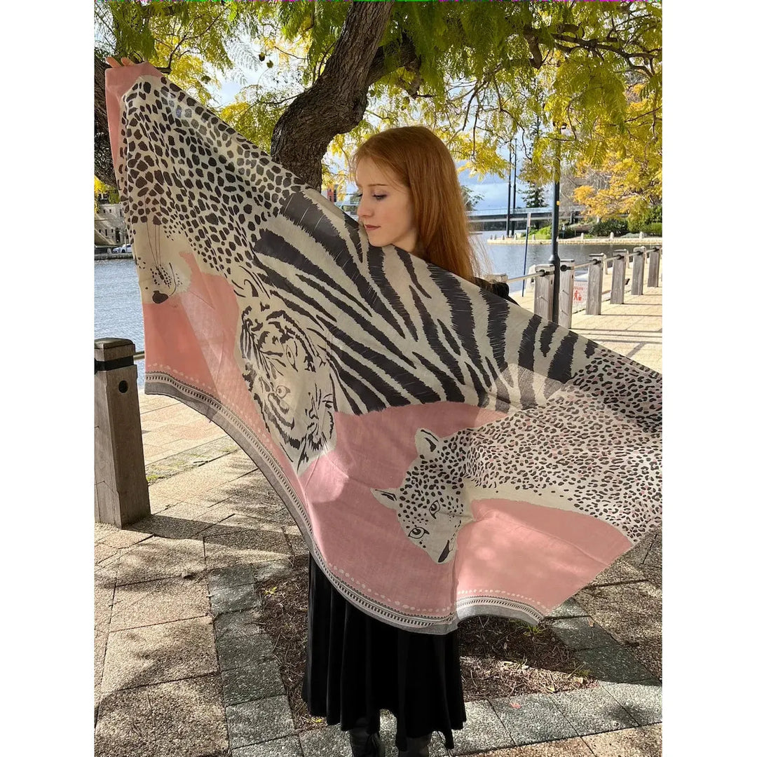 Scarves Australia Apparel & Accessories ⭐️ Scarf - Animal Leopard Print - Soft Pink Black