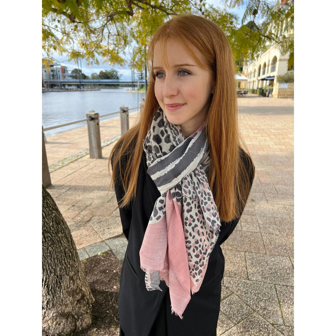 Scarves Australia Apparel & Accessories ⭐️ Scarf - Animal Leopard Print - Soft Pink Black