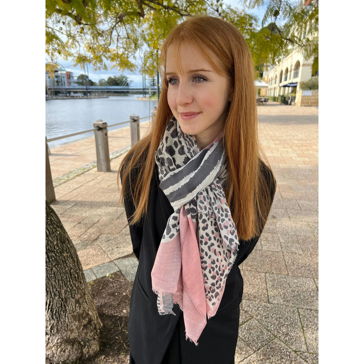 Scarves Australia Apparel & Accessories ⭐️ Scarf - Animal Leopard Print - Soft Pink Black