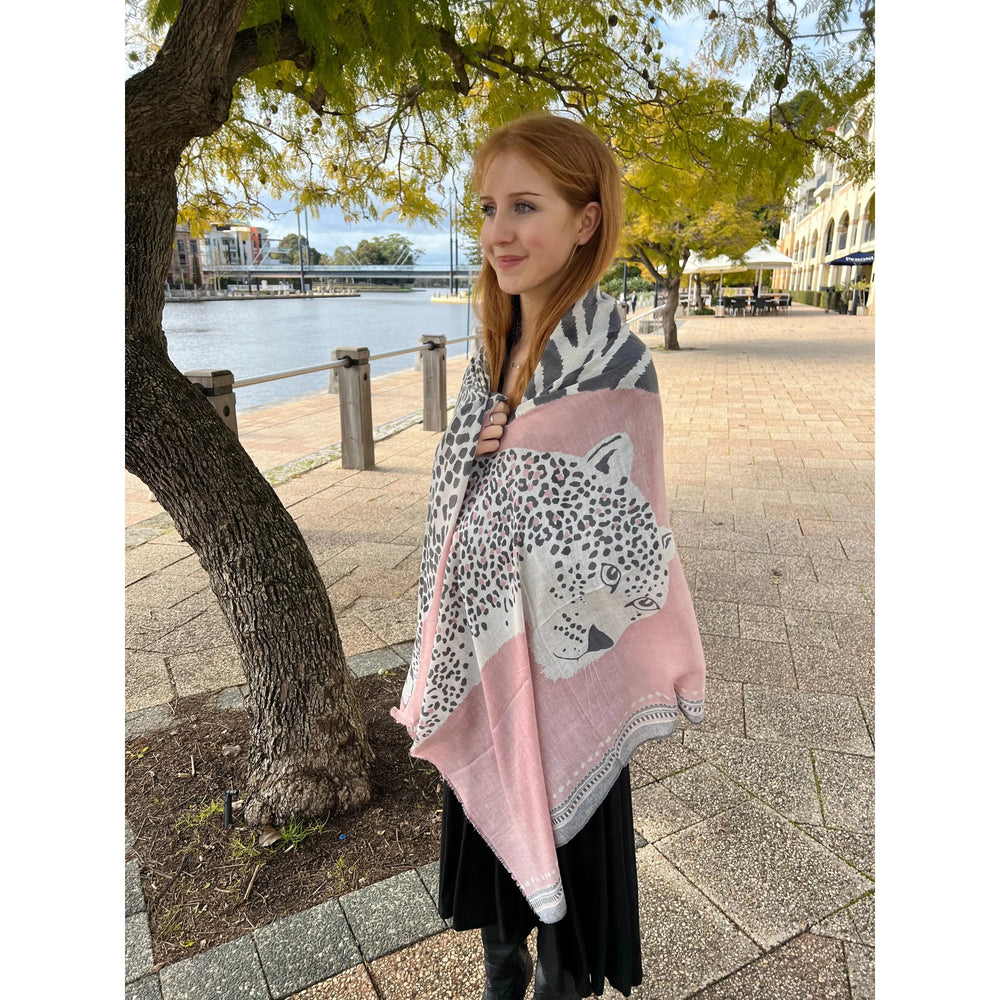 Scarves Australia Apparel & Accessories ⭐️ Scarf - Animal Leopard Print - Soft Pink Black