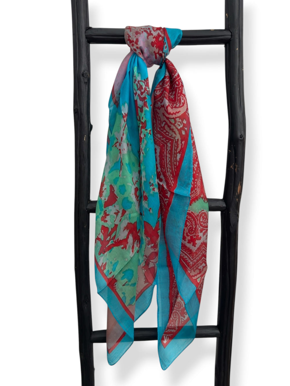 Scarves Australia Apparel & Accessories Silk Scarf - Aqua Coral Red Square