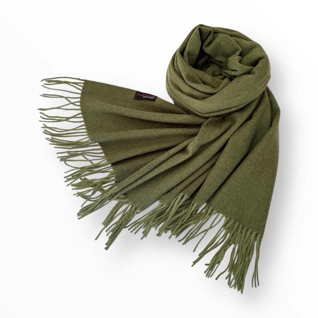 Scarves Australia Apparel & Accessories Thick Pashmina Style Scarf - Moss Green