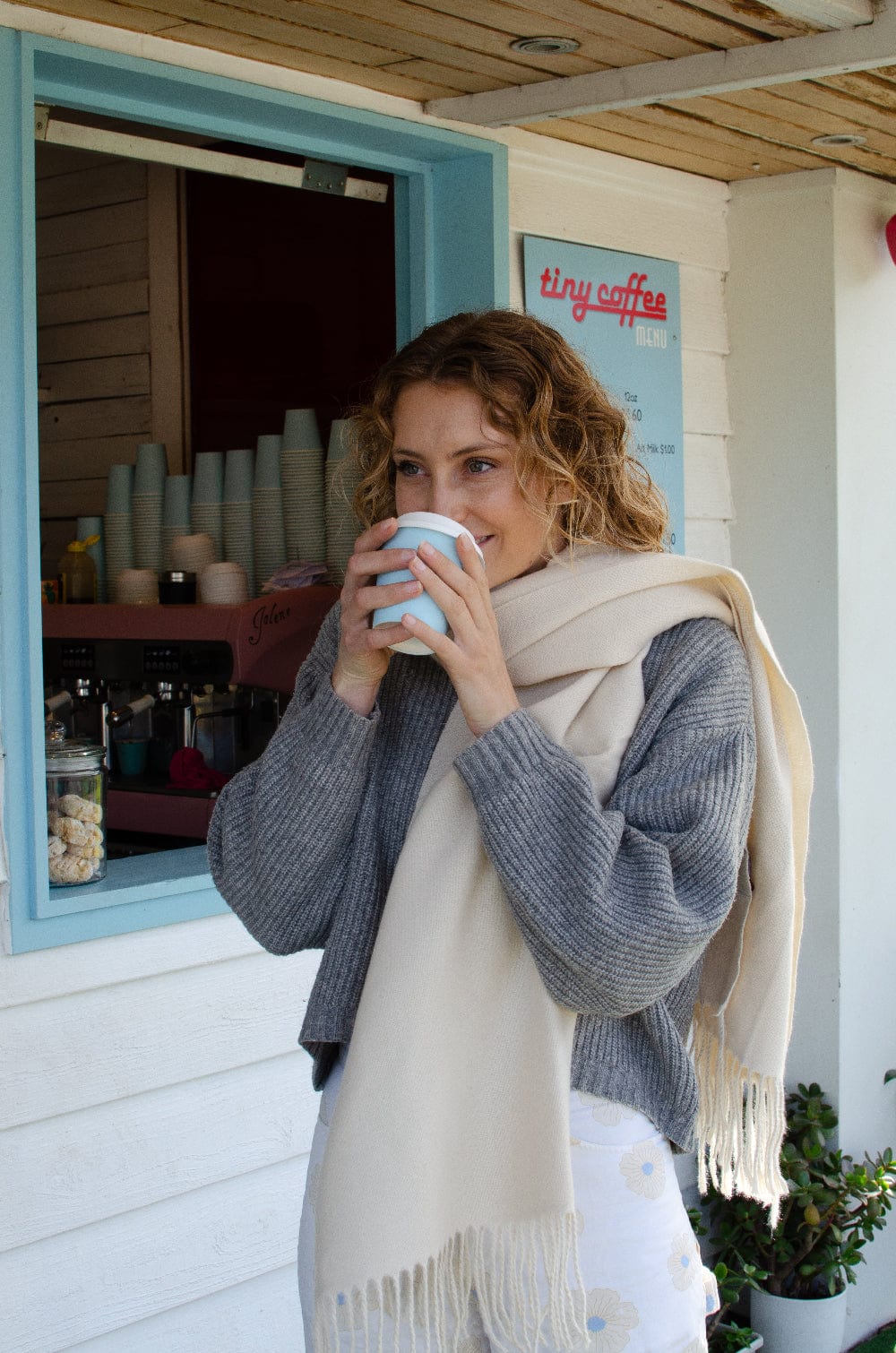 Scarves Australia Apparel & Accessories Winter Scarf - Duo Tone - Cream/Off White