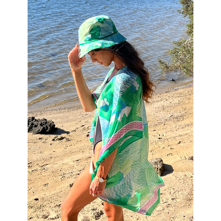 Scarves Australia Beach Sarongs Beach Kimono and Bucket Hat Combo - Green
