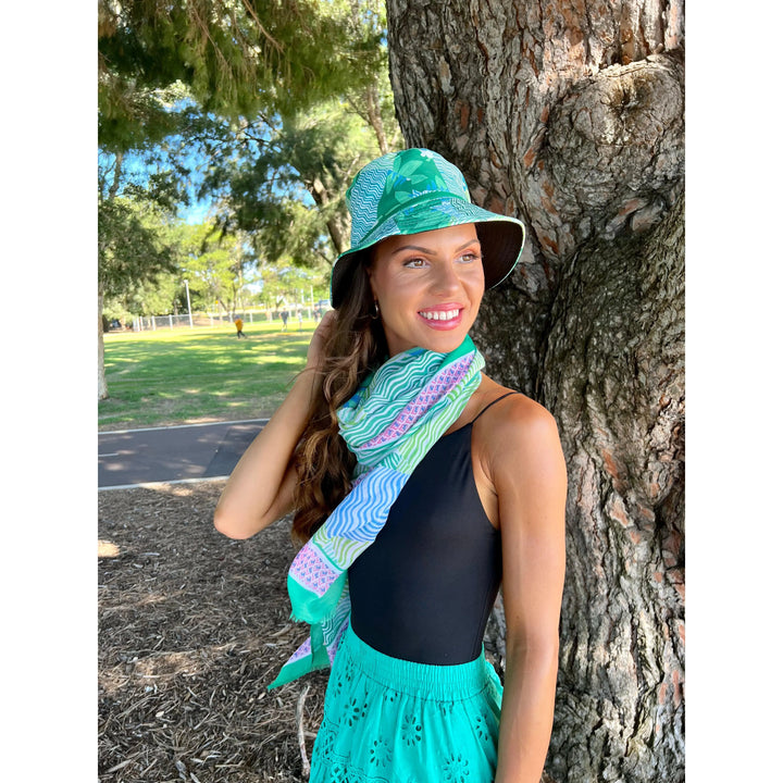 Scarves Australia Beach Sarongs Green Multi Print Scarf - Beach Sarong - NEW☀️