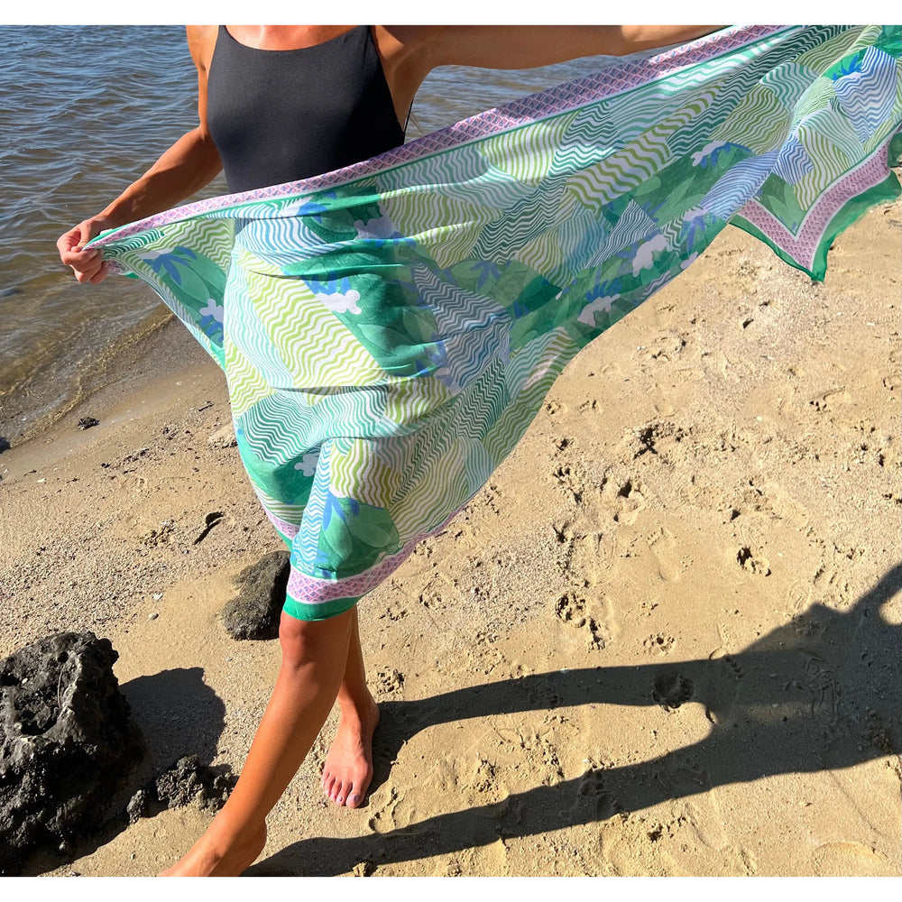 Scarves Australia Beach Sarongs Green Multi Print Scarf - Beach Sarong - NEW☀️