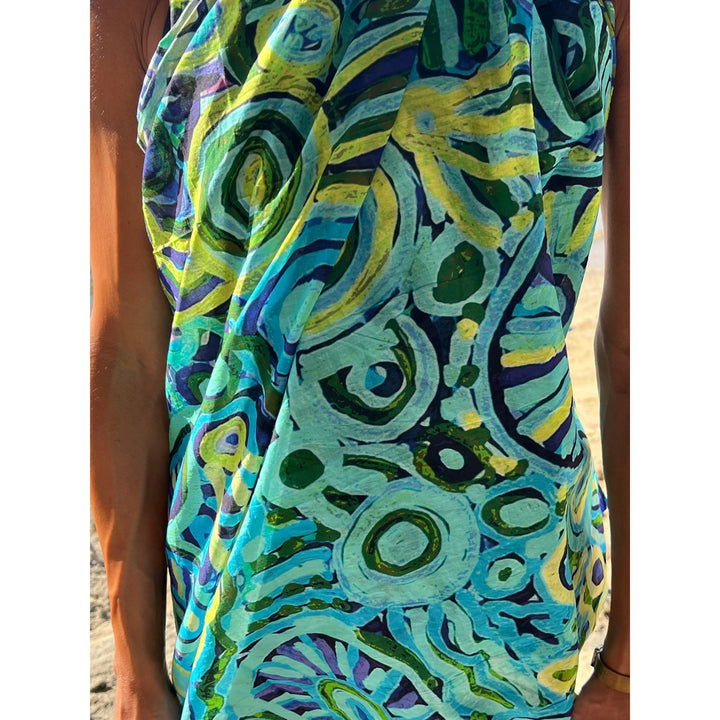 Scarves Australia Beach Sarongs Luxury Beach Sarong Organic Cotton - Green Turquoise