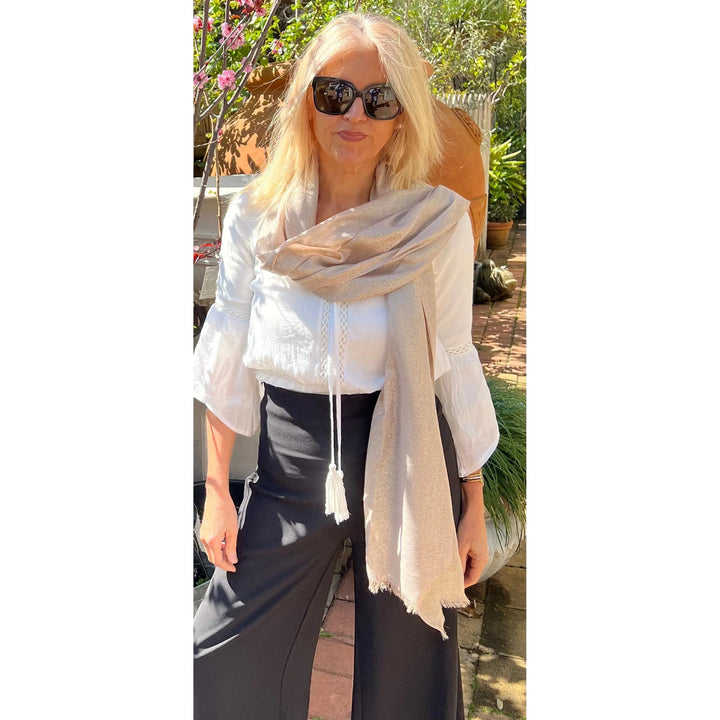 Scarves Australia Evening Shawls Metallic Scarf - Champagne Blush - Glamour Shawl