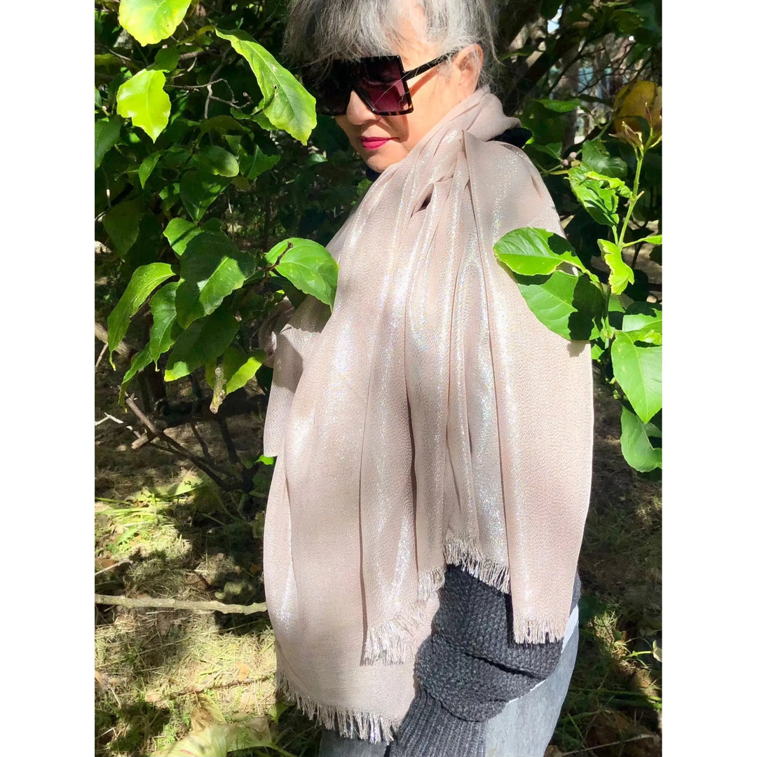 Scarves Australia Evening Shawls Metallic Scarf - Champagne - Glamour Shawl