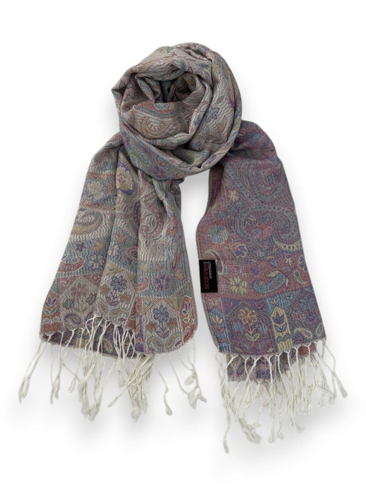 Scarves Australia Evening Shawls Paisley Shawl - Lilac Grey