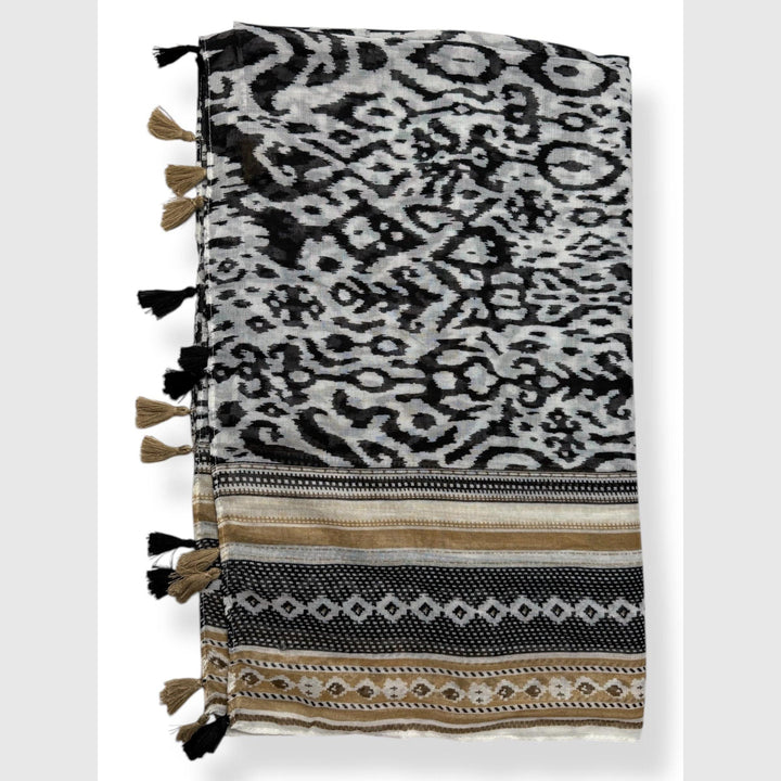 Scarves Australia Fashion Scarf Animal Print Scarf Black Beige with Tassels